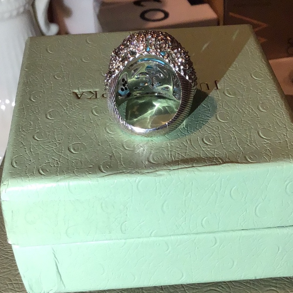 JUDITH RIPKA TURQUOISE DOUBLET & DIAMONIQUE RING - Picture 3 of 10